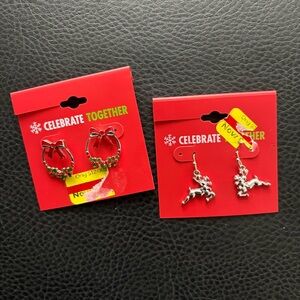 Kohl's Silver Christmas Earrings Set bundle of two